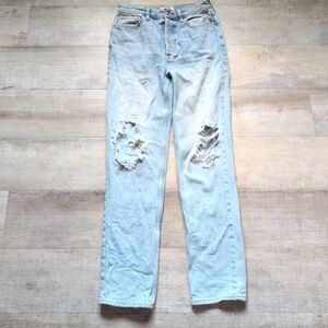 We Are Free Size 27 Tapered Jeans Women's Blue Distressed Button Fly
